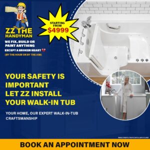 Professional handyman installing walk-in-tub in St George
